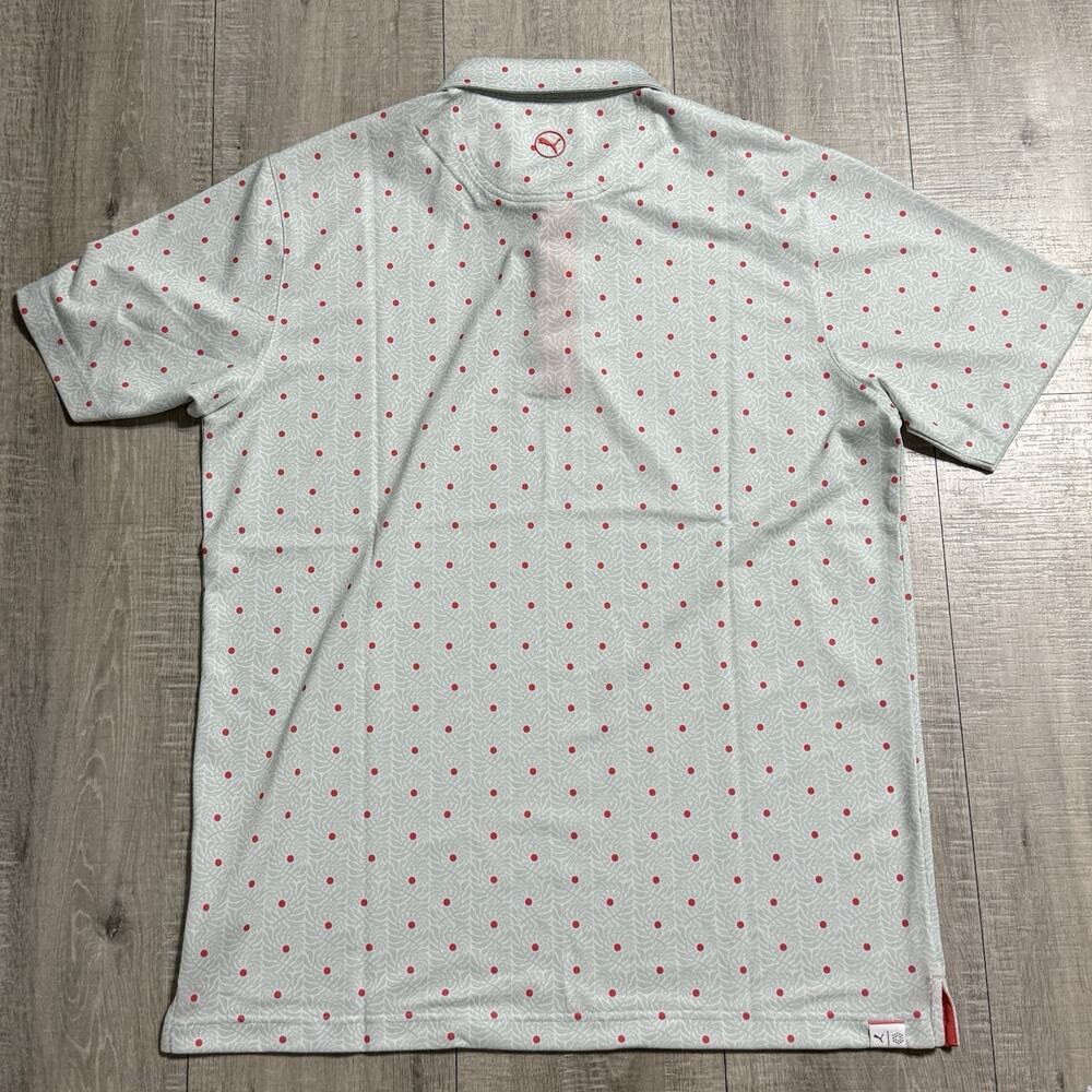 Puma Pique Botanic Golf Polo Green Blue Peach Frost NWT 628831-01 Men’s Medium - Picture 5 of 8